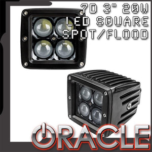 ORACLE BLACK SERIES - 7D 3" 20W LED SQUARE SPOT/FLOOD LIGHT