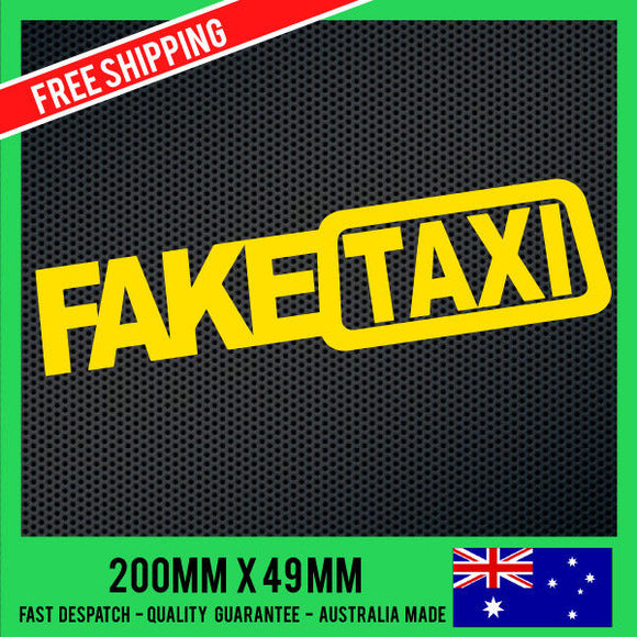 2x FAKE TAXI Sticker Decals Funny JDM Drift Turbo Hoon Race Car